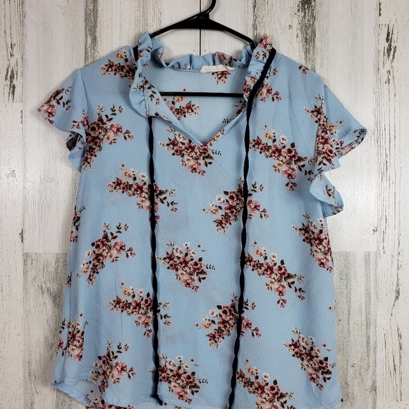 Tiffany and grey blue top size small petite - Picture 2 of 9